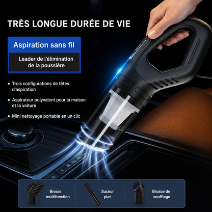 Aspirateur Portable 120W | Puissant, Sans Fil, pour Voiture et Maison