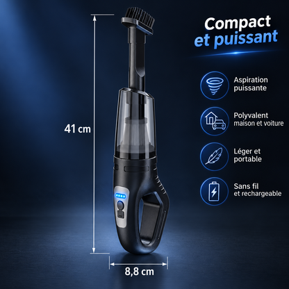 Aspirateur Portable 120W | Puissant, Sans Fil, pour Voiture et Maison