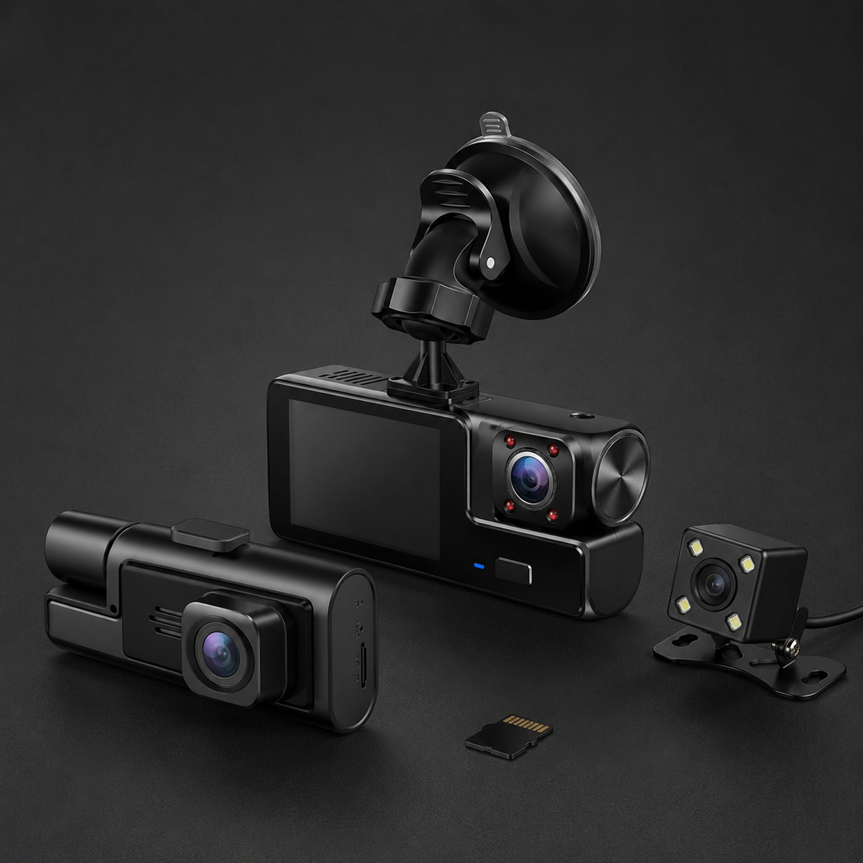 Dashcam 3 Objectifs WiFi | Avant, Arrière, Intérieur — Tout Filmé