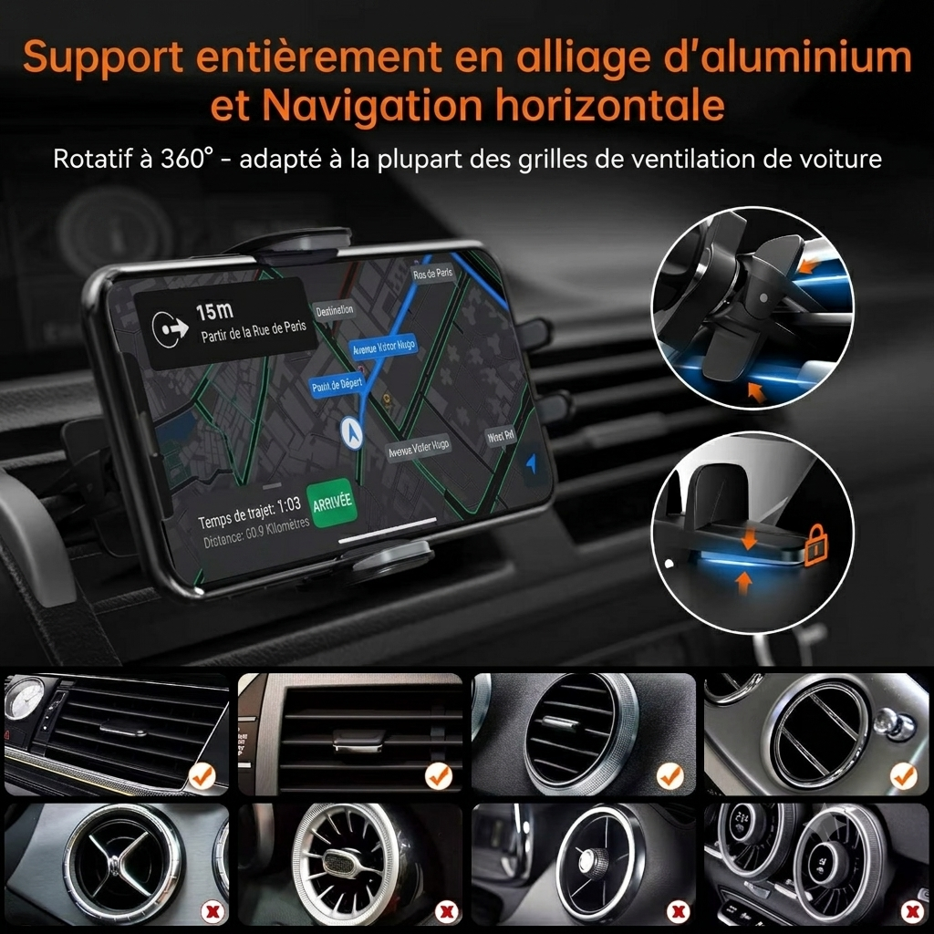 Support Téléphone Chargeur Sans Fil 15W | Rapide, Stable, Universel