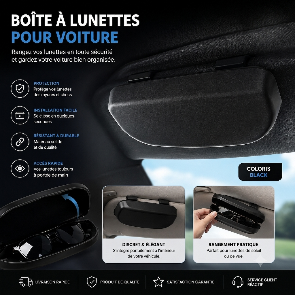 Boîtier à Lunettes pour Pare-Soleil | Vos Lunettes Toujours Protégées